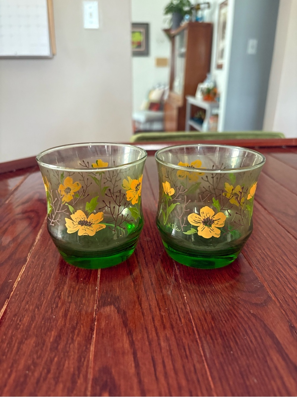 Vintage Libbey M. Dia 1970 Floral Glasses